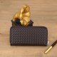 Men's Simple Leather Woven Pattern Wallet