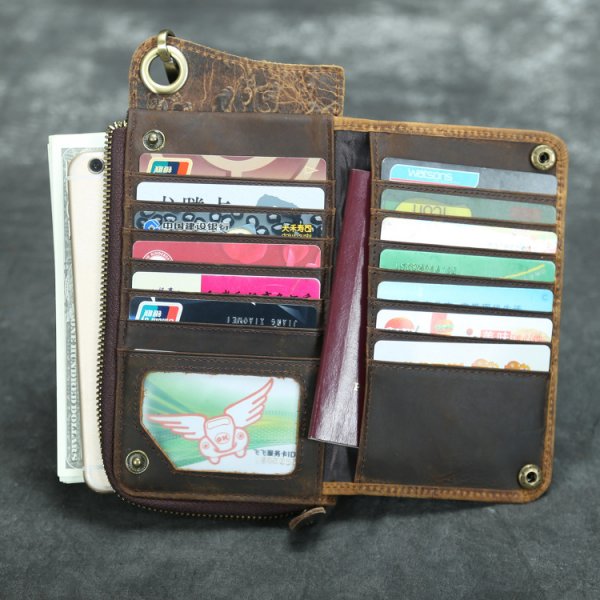 Men's Retro Multi-Card Color Changing Vintage Bracelet Long Zipper Wallet