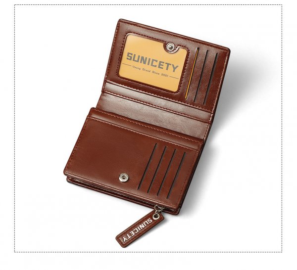 PU Leather Multifunctional Zipper Short Men's Wallet