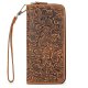 Men's Crazy Horse Leather Retro Embossing Fashion Long Wallet