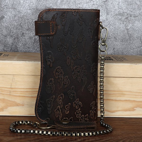 Fashion Vintage Crazy Horse Leather Men's Wallet Embossed