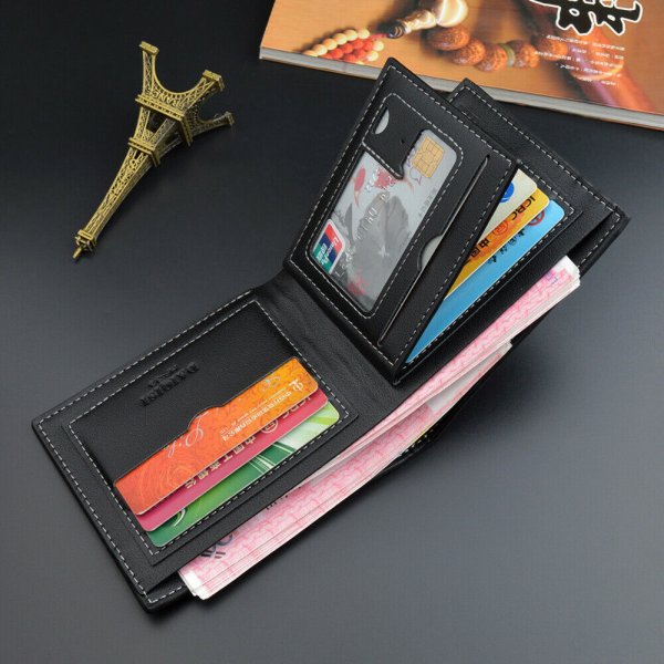 Men's Business Leather Wallet Short Slim Men's Wallet Money Credit Card