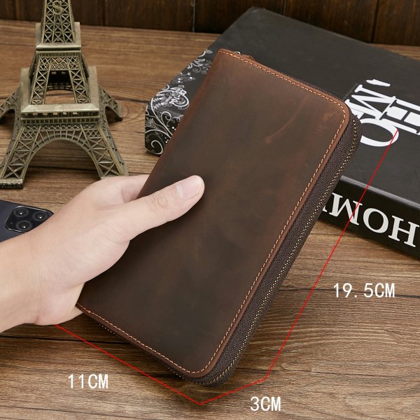 New Retro Hand Multifunctional Zipper Men's Leather Wallet