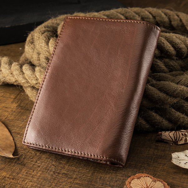 Men's Handmade Literary Vertical Leather Wallet